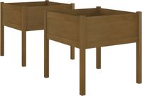 vidaXL Plantenbakken 2 st 70x70x70 cm massief grenenhout honingbruin
