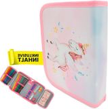 Merkloos Schooletui Gevuld - Pennendoos Kinderen - School Organisatie - 28 Delige Set - 198 cm - Unicorn