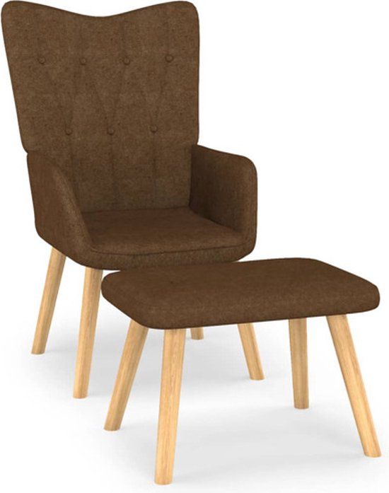 vidaXL Relaxstoel met voetenbank stof bruin