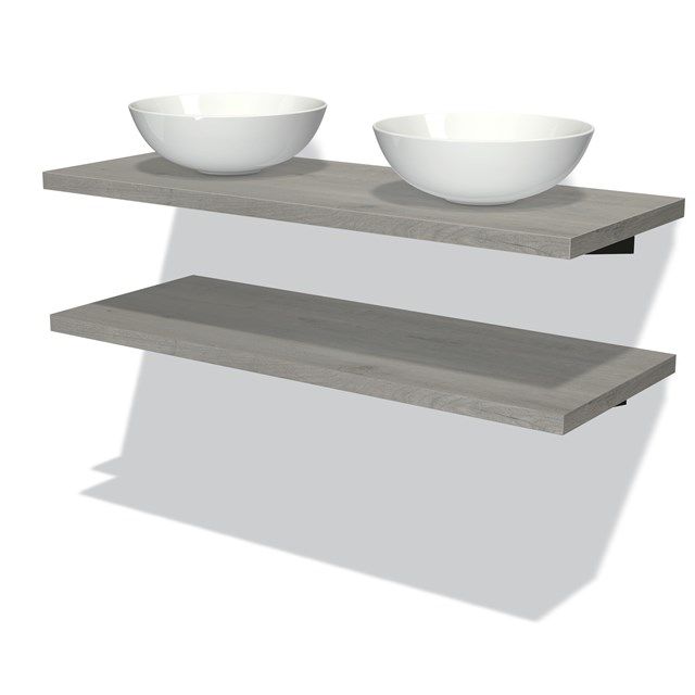 Maxaro Badkamermeubel Modulo Plato Grijs Eiken 120 cm met 2 Wastafelbladen