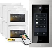 Balter EVO HD Touch HD-videosysteem voor deurbellen met touchscreen en RFID-technologie, geschikt voor 8 appartementen/huizen, inclusief 8 monitoren