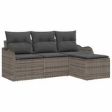 vidaXL - Tuinbank - Set - 4 - st - Grijs - poly - rattan