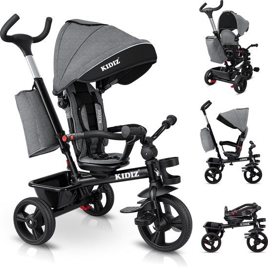 KIDIZ® 5-in-1 Driewieler - Grijs - 2-5 Jaar - 30kg Max.