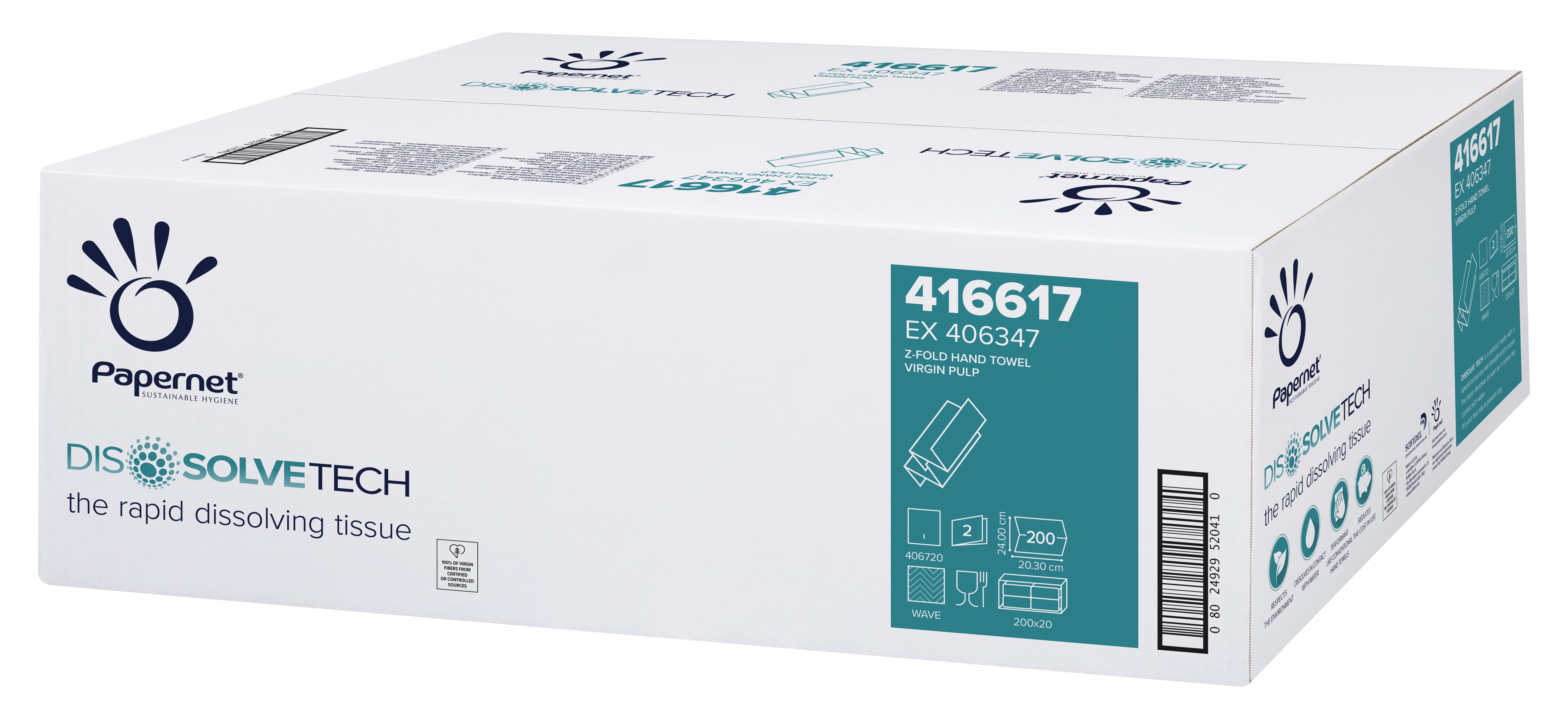 PAPERNET 416617 Papieren handdoeken wit Cellulose 415 x 210 x 595 mm