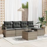 vidaXL Bankstel 6-delig Lichtgrijs Poly Rattan