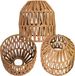 Osasy Set van 3 Riet Lampenkappen, Boho Stijl, Gevlochten Mandpatroon, Donkerbruin, 16 x 15 cm, Fitting E27