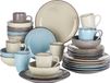 vancasso, service classique, set de vaisselle de 32 pièces en porcelaine pour 8 personnes, (en tons terreux, bleu clair, crème et beige)