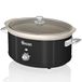 Swan Retro SF17031BNEU Slow Cooker, 6,5 l, afneembare container, antiaanbaklaag, keramiek, PFOA en PTFE, 3 temperatuurniveaus, glazen deksel, slowcooker, vintage design, zwart, 320 W