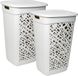 EDA Panier à linge/boîte à linge avec couvercle - 2x - gris clair - 60 litres - plastique - L43 x L36 x H63 cm