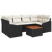 vidaXL Tuinbank Set 7-delig Zwart en Crème Poly Rattan