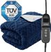 Luvego Elektrische Warmtedeken - 1 Persoons - Fleece/Sherpa - Donker Blauw
