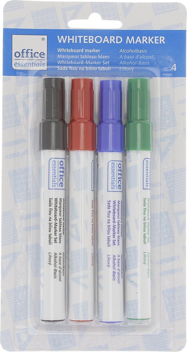 Office Essentials Whiteboard markers - 4 kleuren - alcoholbasis - Marqueurs