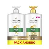Pantene Pro-V Zachte en gladde shampoo 1000 ml + 800 ml conditioner met dispenser, kroeshaar en geblust haar