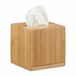 Relaxdays tissue box vierkant, HxBxD: 14 x 14 x 14 cm, zakdoekjes houder van hout, tissuehouder, zakdoekendoos, natuur