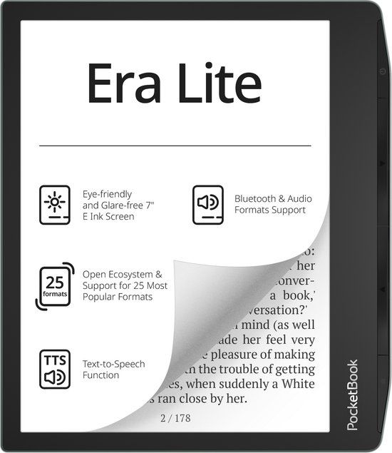 PocketBook Era Lite E-reader – 7 inch E Ink Carta 1300 – 16 GB – Stone Green