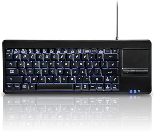 Perixx PERIBOARD-315H USB-toetsenbord met touchpad en 2 USB-poorten, zwart