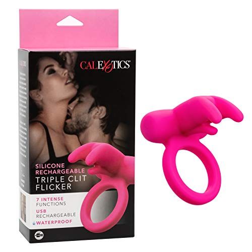 CalExotics Cockring met triple Clitoris Stimulatie Oplaadbaar - Roze