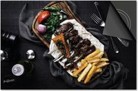 Dietrix Inductie beschermer 71x52 - Food - Houten plank met vlees en patat