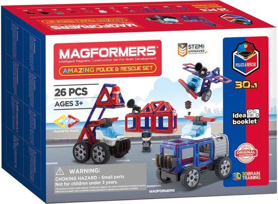 Magformers Amazing Police & Rescue Set - 26 Piece Magnetic Construction Set - STEM Toy