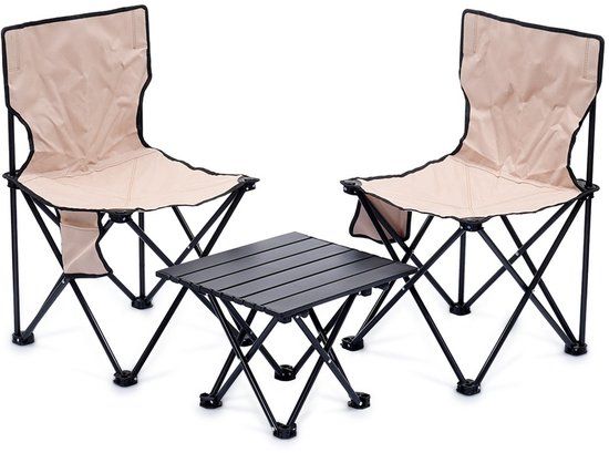 Redcliffs - Camping set - Tafel met 2 stoelen - Opvouwbaar - Compact - Kampeerset - inclusief opbergzak