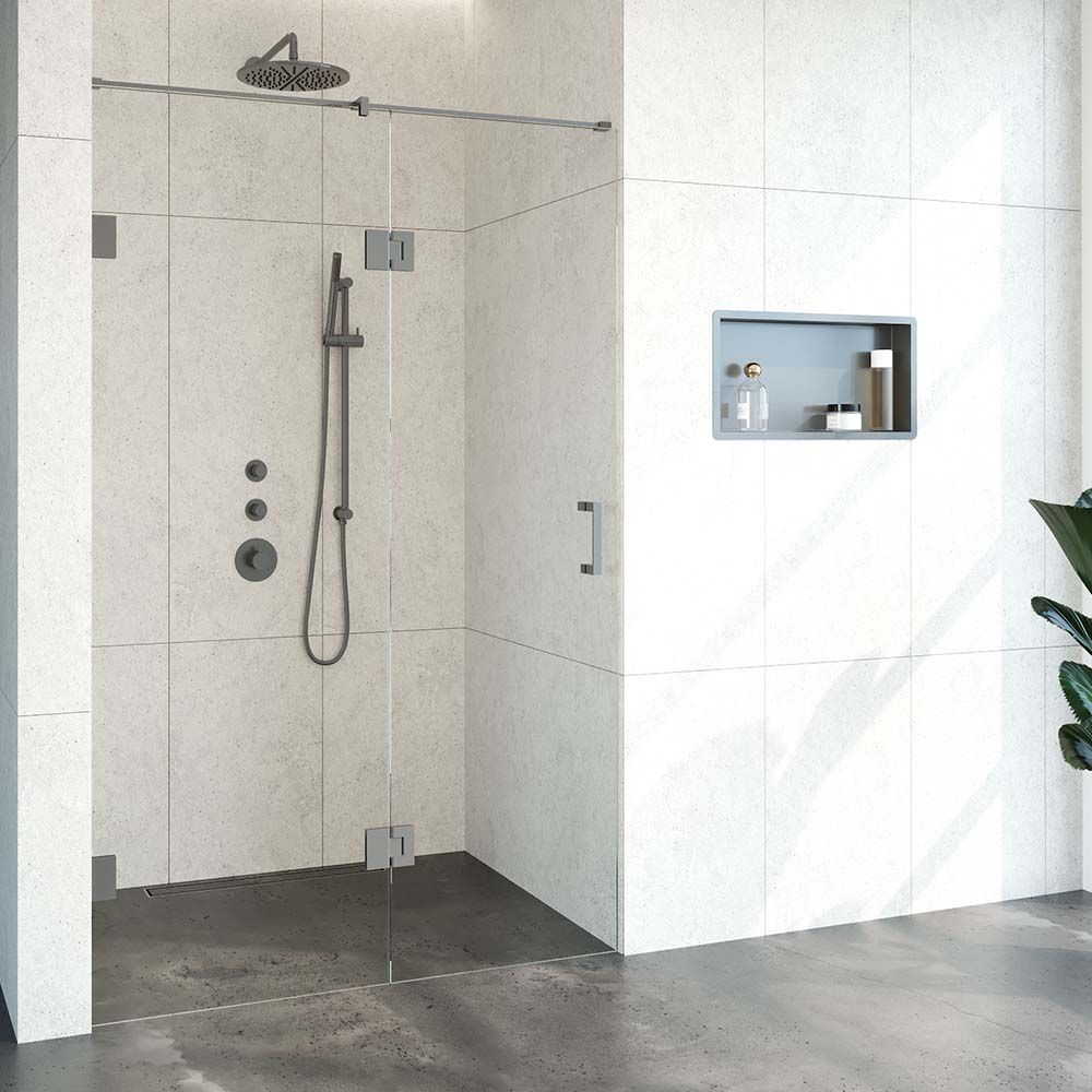 Complete Nisdeur 2-delig 130 Gunmetal geborsteld - Draaideur - Antikalkbehandeling