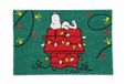 Excelsa Peanuts Shiny and Bright entreemat, kokosvezel, 60 x 40 cm, groen met kerstsnoopy, antislip onderkant van pvc