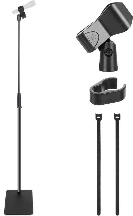 Pyle Microfoonstandaard – Verstelbare Vierkante Voet – Universele 5/8” Adapterclip – Geschikt voor Studio & Podium