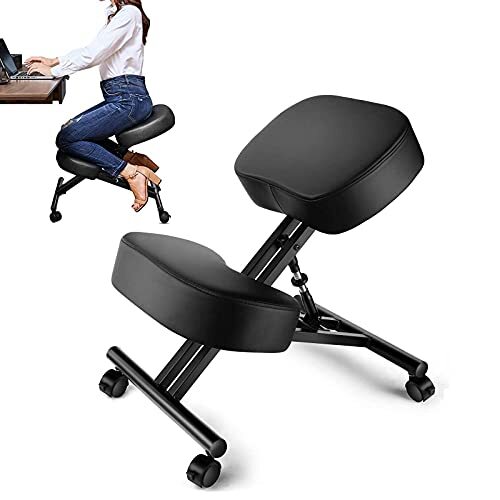 Himimi Himimi® Kniestoel, ergonomisch, verstelbare kniekruk, houdingscorrectiestoel, orthopedische kniestoel voor thuis en op kantoor