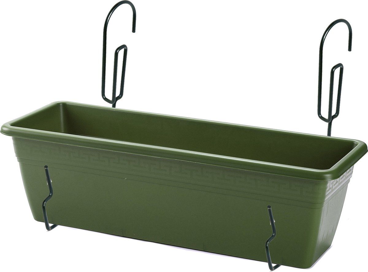 Forte Plastics Hangende balkon plantenbak groen rechthoekig 50 x 17 x 15 cm