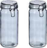 Zeller Weckpotten/inmaakpotten - 2x - 1L - glas - met beugelsluiting - D10 x H20 cm