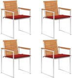 vidaXL Tuinstoelen 4 st met kussens massief acaciahout