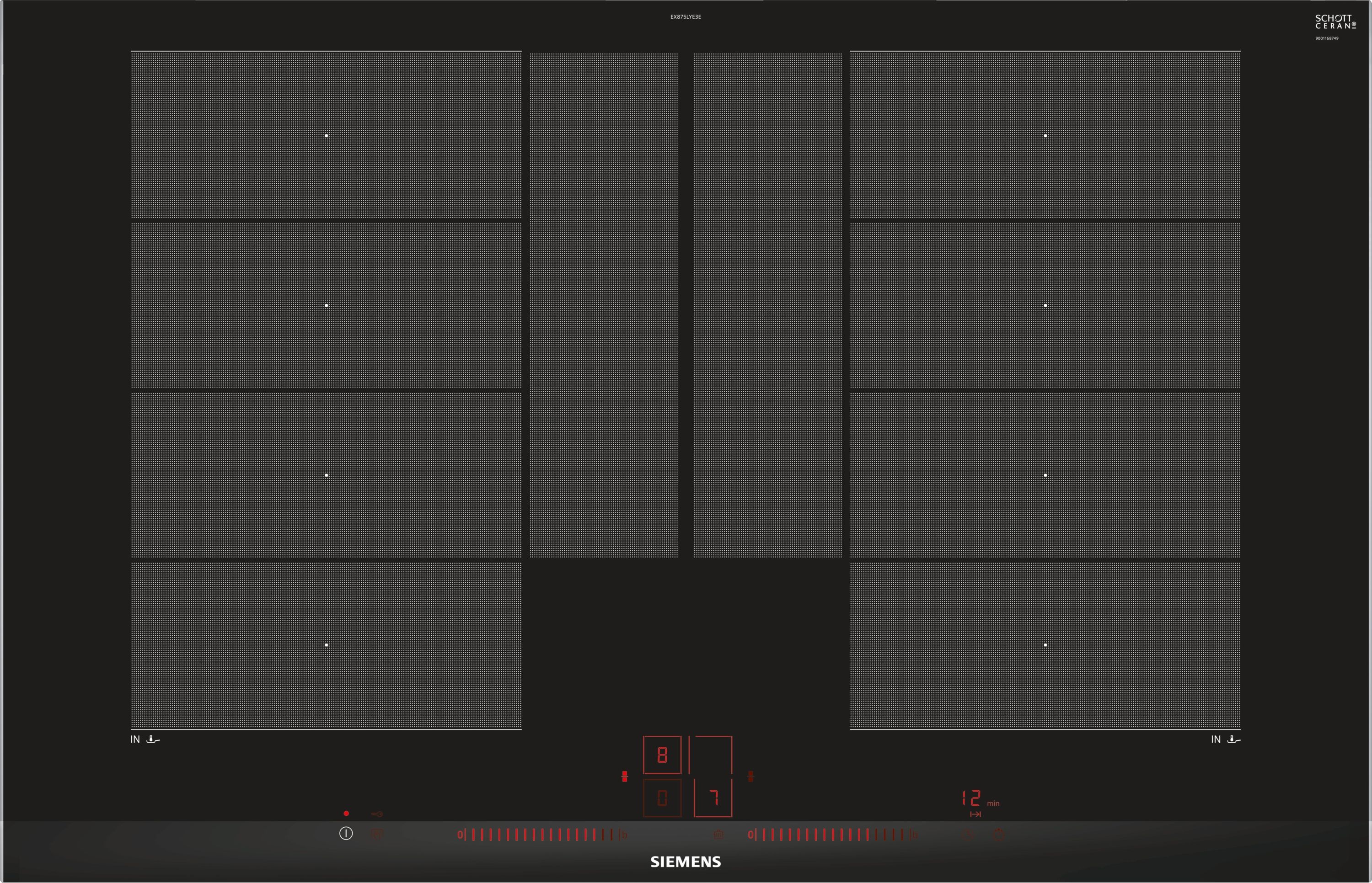 Siemens EX875LYE3E - Inductiekookplaat - 4 zones - Zwart/RVS