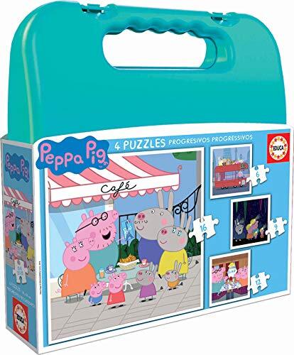 Educa Koffer met progressieve kinderpuzzels, Peppa Putz, 6, 9, 12 en 16 delen (18112), modellen