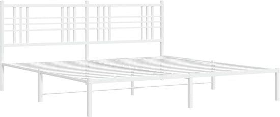 vidaXL Bedframe met hoofdbord metaal wit 193x203 cm