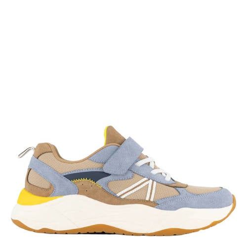 Vty Leren Sneakers Beige/Blauw/Bruin