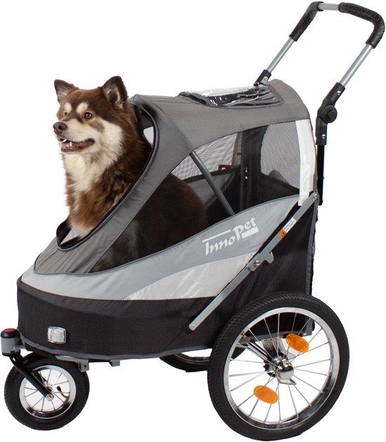 InnoPet Sporty Dog Trailer Deluxe - Black/Silver - 86x60x112cm