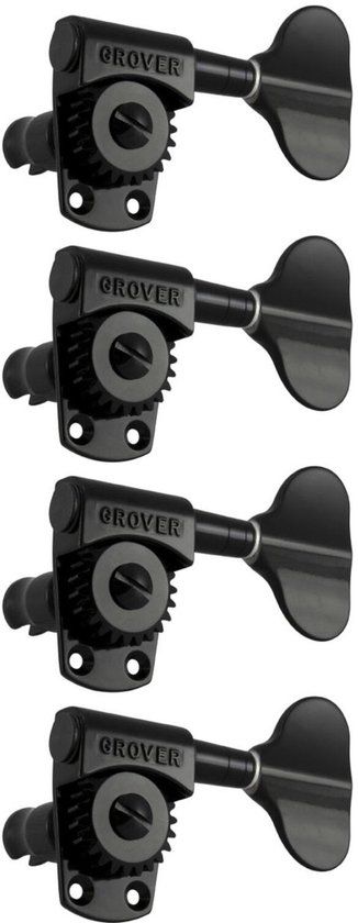 Grover 145BC4 Titan Electric Bass Machine Head, 4-in-Line Basgitaar stemmechanieken set, Black Chrome