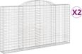 vidaXL Gabions - 2 pieces - arched - 300x30x160/180 cm - metal - silver