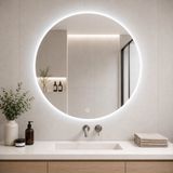 SensaHome - Miroir mural LED tactile rond - Miroir de salle de bain sans cadre avec éclairage LED - Miroir mural - Dimmable - Blanc froid - 80CM