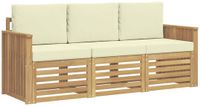vidaXL Sofa-Set 3-delig Wit en Crèmekleurig Polyester