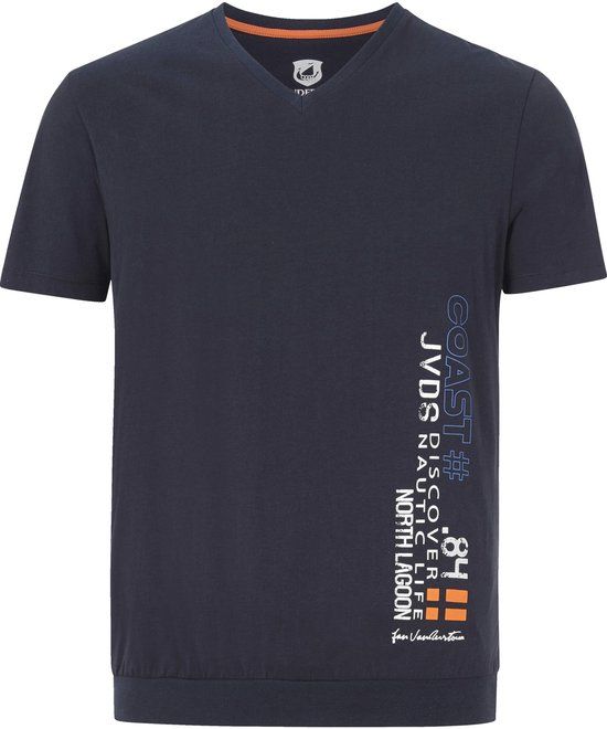 Jan Vanderstorm Heren T-shirt - 76/78 - Donkerblauw - Grote Maten