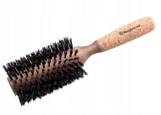 Regincós REGINCOS XL Ronde Borstel Haar 55mm Zwart Natuurhaar/Kurk/Hout