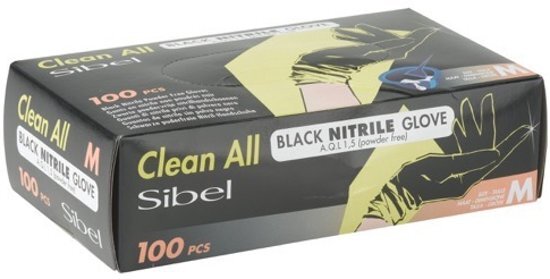 Sibel NITRILE HANDSCHOENEN AQL 1 5 MEDIUM ZWART 100ST