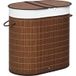 Pangivo Panier à linge 100l en bambou avec 2 compartiments sac amovible et couvercle marron