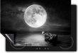 Chefcare Inductie Beschermer Volle Maan in de Hemel boven het Water - Zwart Wit - 75x50 cm