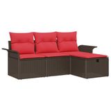 vidaXL Tuinbank Set 4-delig Bruin en Rood Polywood
