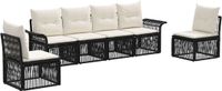 vidaXL - Tuinbank - Set - 6 - st - Zwart - poly - rattan