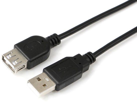 Microconnect USB 2.0 A Male naar USB 2.0 A Male Kabel 0.5m Zwart