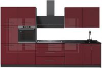 Vicco Complete keukeneenheid Fame-Line, Bordeauxrode hoogglans/Antraciet, 340 cm, WB Antraciet