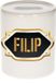Bellatio Decorations Shoppartners Bv Spaarpot met voornaam Filip - wit - met goud/zwart embleem - 8 x 9 cm - keramiek - met afsluitdop - cadeau verjaardag